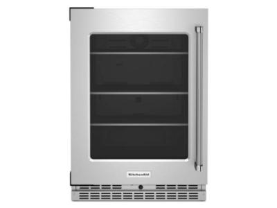 24" KitchenAid Undercounter Refrigerator with Glass Door and Shelves with Metallic Accents