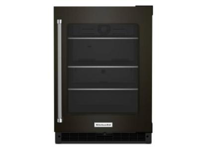 24" KitchenAid Undercounter Refrigerator with Glass Door and Shelves with Metallic Accents