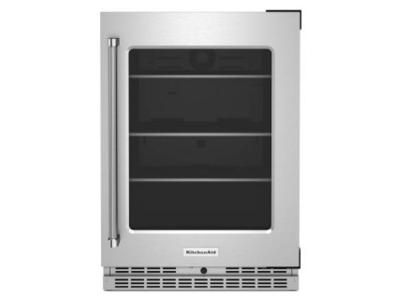 24" KitchenAid Undercounter Refrigerator with Glass Door and Shelves with Metallic Accents