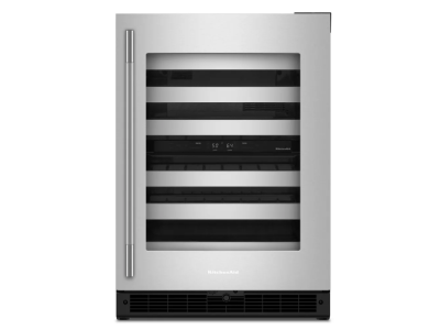 24" KitchenAid Undercounter Wine Cellar with Full-Extension Metal-Front Racks