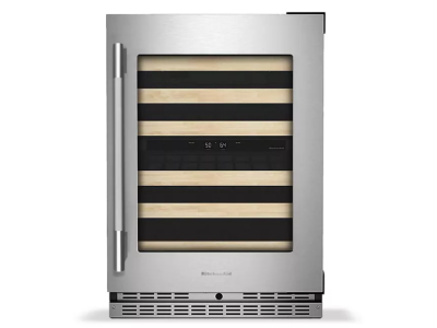 24" KitchenAid Undercounter Wine Cellar with Full-Extension Wood Front Racks