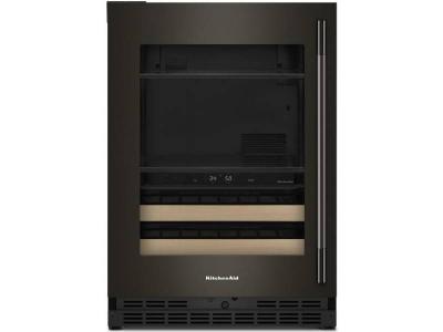 24" KitchenAid Beverage Center with Glass Door and Wood-Front Racks