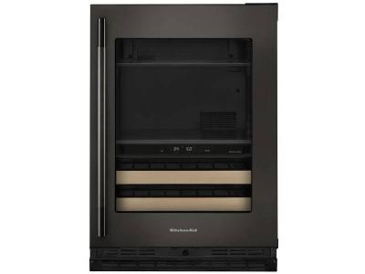 24" KitchenAid Beverage Center with Glass Door and Wood-Front Racks