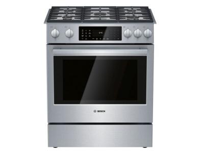 30" Bosch 4.6 Cu. Ft. 800 Series Dual Fuel Slide-in Range Stainless Steel