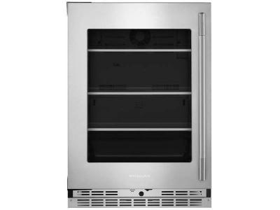 24" KitchenAid Undercounter Refrigerator with Glass Door and Shelves with Metallic Accents
