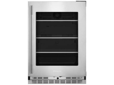 24" KitchenAid Undercounter Refrigerator with Glass Door and Shelves with Metallic Accents