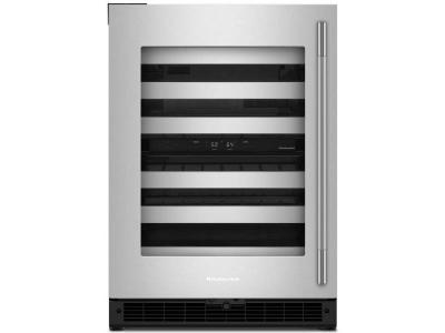 24" KitchenAid Undercounter Wine Cellar with Full-Extension Metal-Front Racks