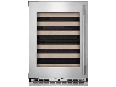 24" KitchenAid Undercounter Wine Cellar with Full-Extension Wood-Front Racks