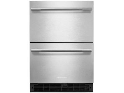 24" KitchenAid Stainless Steel Undercounter Double-Drawer Refrigerator