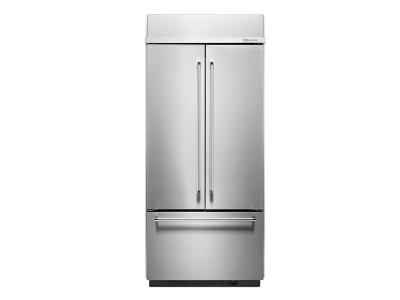 36" KitchenAid 20.8 Cu. Ft. Built In Stainless Steel French Door Refrigerator with Platinum Interior Design