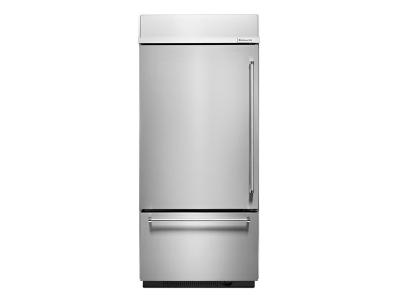 36" KitchenAid 20.9 Cu. Ft. Built-In Stainless Bottom Mount Refrigerator with Platinum Interior Design