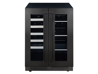 24" Marathon French Door Beverage Centre in Black Steel