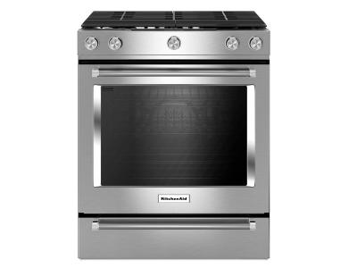 30" KitchenAid 5.8 Cu. Ft. 5-Burner Gas Convection Front Control Range
