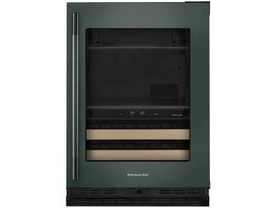 24" KitchenAid Beverage Center with Glass Door and Wood-Front Racks