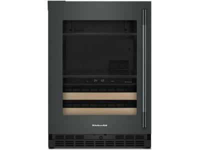 24" KitchenAid Beverage Center with Glass Door and Wood-Front Racks