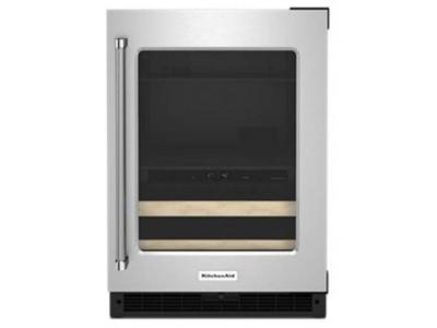 24" KitchenAid Beverage Center with Glass Door and Wood-Front Racks