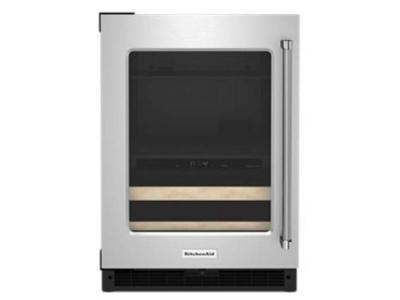 24" KitchenAid Beverage Center with Glass Door and Wood-Front Racks