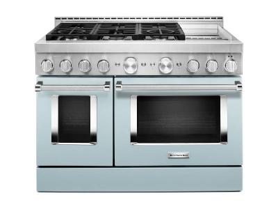 48" KitchenAid 6.3 Cu. Ft. Misty Blue Gas Sealed Burner Range With Griddle