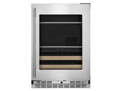24" KitchenAid Beverage Center with Glass Door and Wood-Front Racks