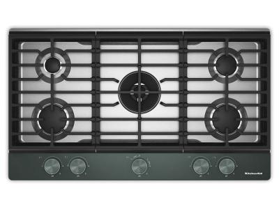 36" KitchenAid Gas Cooktop with 5 Burners and Integrated Wok Grate