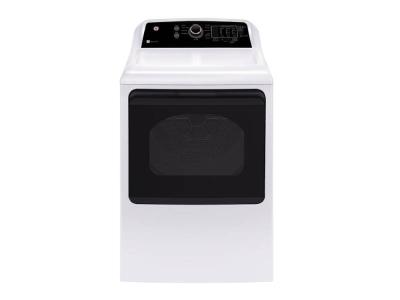 27" GE 7.4 Cu. Ft. Top Load Electric Dryer in White And Rosegold