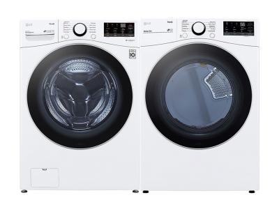 27" LG 5.2 Cu. Ft. Front Load Smart Washer And 7.4 Cu. Ft. Gas Dryer With Built-In AI