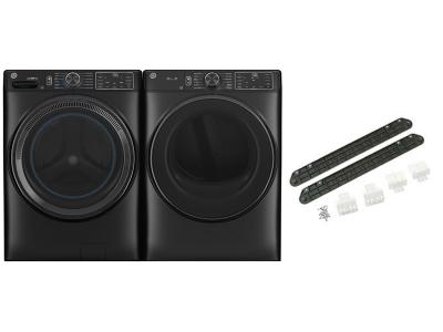 28" GE 5.8 Cu. Ft. Smart Front Load Steam Washer and 7.8 Cu. Ft. Electric Dryer and Stack Bracket Kit