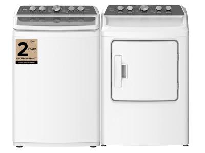 27" Midea Top Load Agitator Washer and Top Load Tumble Dryer