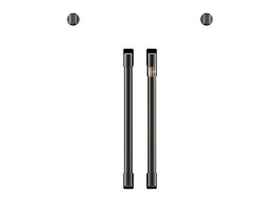 Café 2 French-Door Handles 2 Knobs - Brushed Black-