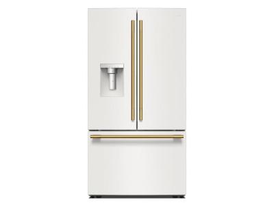 36" Kitchenaid 30 Cu. Ft. French Door Refrigerator with Exterior Water and Ice Dispenser and Wood-Look Sliding Tray in Porcelain White