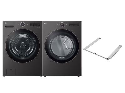 27" LG Front Load Washer and TurboSteam AI Dry Dryer and Stacking Kit