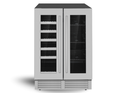 24" Marathon French Door Dual Zone Beverage Cooler in Stainless Steel