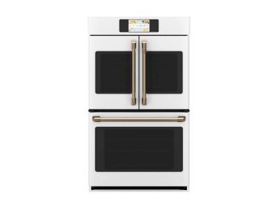 30" Café 10 Cu. Ft. Built In French Door Double Convection Wall Oven In Matte White