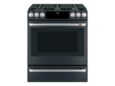 30" Café Slide-In Front Control Dual-Fuel Convection Range With Warming Drawer