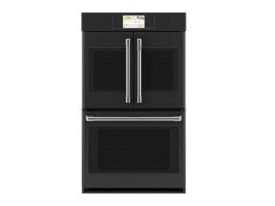 30" Café 10 Cu. Ft. Built-In French-Door Double Convection Wall Oven In Matte Black