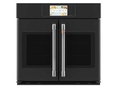 30" Café 5.0 Cu. Ft. Built In French Door Single Convection Wall Oven In Matte Black