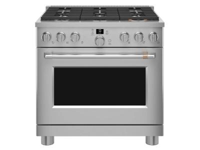 36" Café 6.2 Cu. Ft. Smart All-Gas Commercial-Style Range With 6 Sealed Burners In Stainless Steel