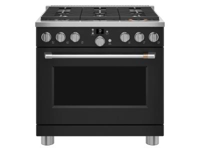 36" Café 6.2 Cu. Ft. Smart All-Gas Commercial-Style Range With 6 Sealed Burners In Matte Black