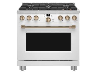 36" Café 6.2 Cu. Ft. Smart All Gas Commercial-Style Range With 6 Sealed Burners In Matte White
