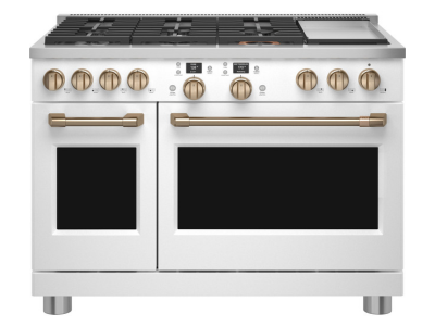 48" Café 8.25 Cu. Ft. Smart Dual-Fuel Commercial-Style Range with No-Preheat Air Fry Matte White