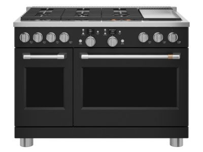 48" Café Smart Dual-Fuel Commercial-Style Range with No-Preheat Air Fry in Matte Black