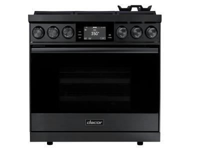 36" Dacor Contemporary Style Natural Gas Steam Pro Range In Graphite Stainless Steel