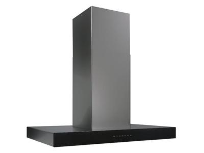 36" Best Ispira Black Stainless Steel Island Range Hood With Black Glass