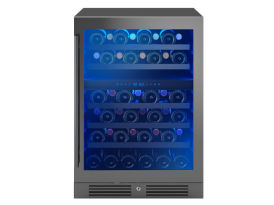 24" Zephyr 5.2 Cu. Ft. Dual Zone Wine Cooler in Black Stainless Glass