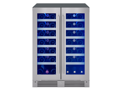 24" Zephyr 5.2 Cu. Ft. French Door Dual Zone Wine Cooler with Stainless Steel Glass