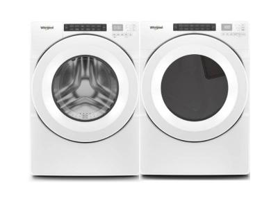 27" Whirlpool 5.0 cu.ft I.E.C. Closet Depth Front Load Washer and 7.4 cu.ft Front Load Electric Dryer