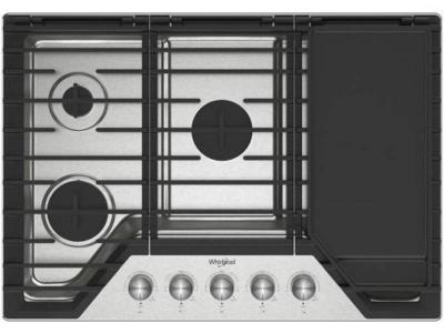 30" Whirlpool Gas Cooktop with 2-in-1 Hinged Grate to Griddle